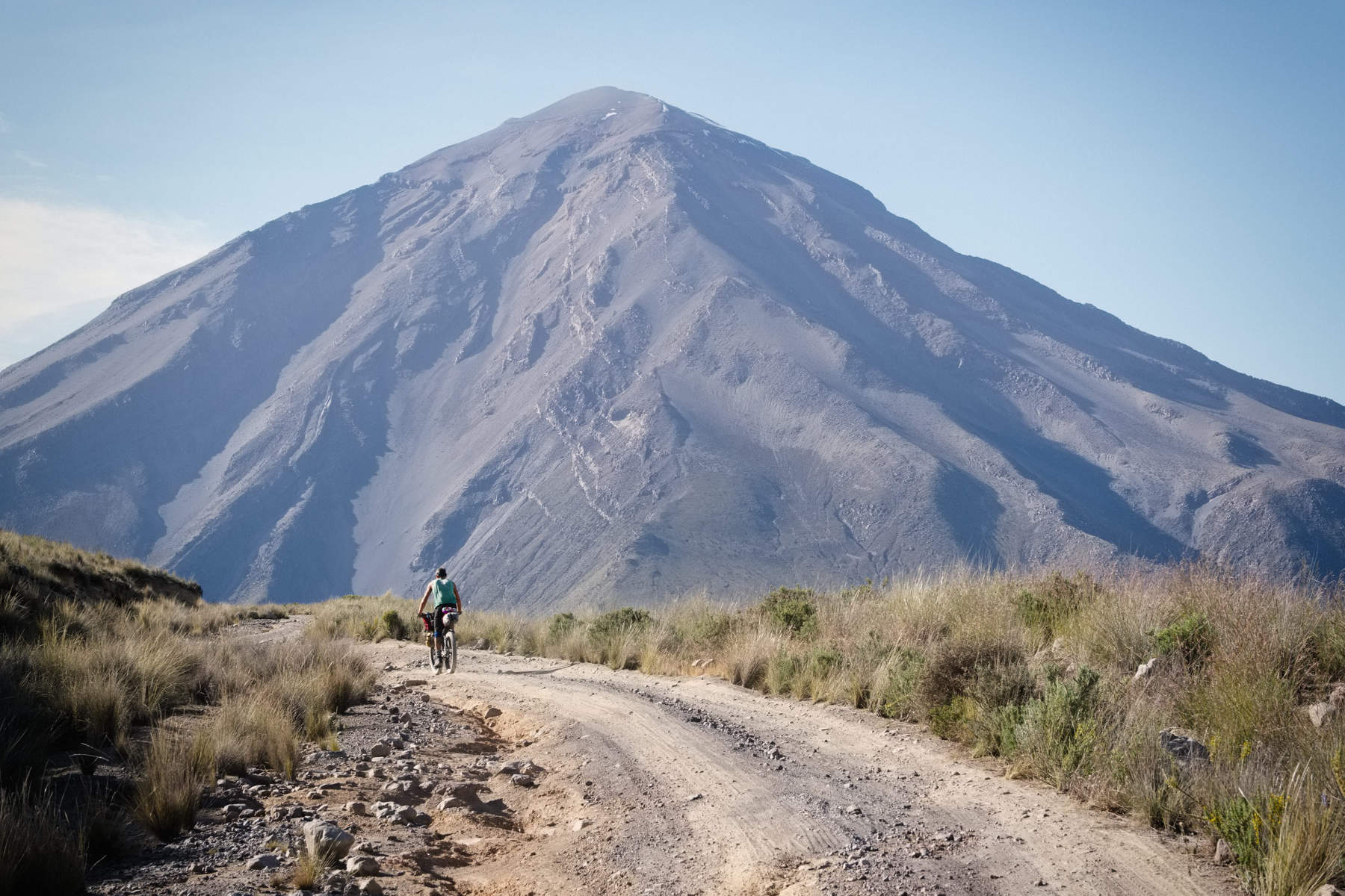 cycling past El Misti volcano